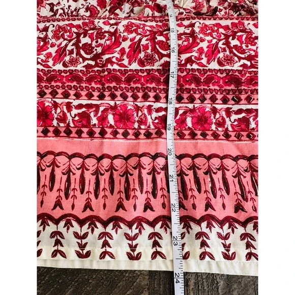 CASA CABANA Women's M Cotton NWT Penelope Red Licorice Short Sleeve Tasseled Top - Picture 12 of 12